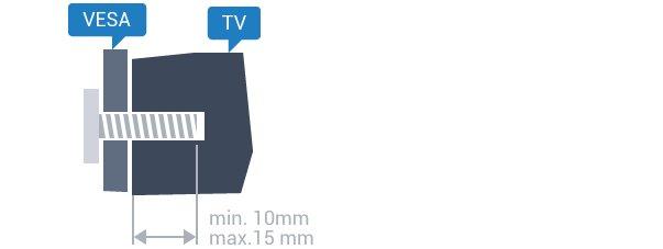 Varmista, että metalliruuvit, joilla TV kiinnitetään VESAyhteensopivaan kiinnikkeeseen, menevät kierreholkkeihin noin 10 mm:n syvyyteen. 2 Asennus Varoitus 2.
