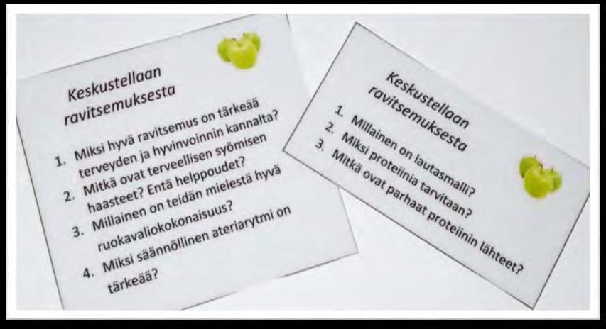 Ruoanlaiton päätteeksi valmistetut ruoat nautittiin yhdessä katetun pöydän ääressä. Kuva 4.