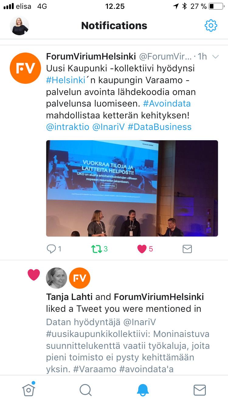 PUHEENVUORO DATABUSINESS -TAPAHTUMASSA 30.11.2017 public soft launch "Se mikä tässä projektissa on isossa perspektiivissä kaikkein kiinnostavinta on digitalisaation myötä tapahtuva palvelullistuminen.