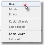 Malliviikkojen aikapalan luonti tehdään samalla tavoin kuin oikean työjärjestyksen. Ainoa ero on, että päivä-kentässä valittavana on viikonpäivä, ei kalenteripäivä.