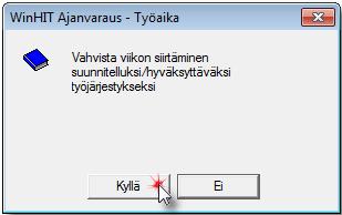 .1. Vanhan työjärjestyksen korvaaminen Mikäli työjärjestykseen on jo luotu työaikaa, ohjelma kysyy varmistuksen ylikirjoittamisesta.