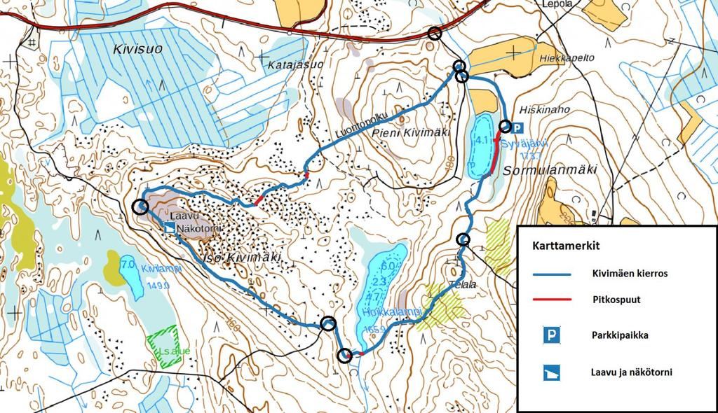 Kartta 9. Kivimäen kierros lähellä Korppisen kylää Kartta 10.