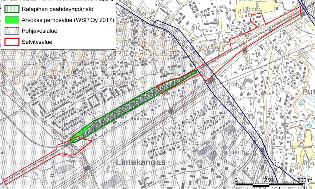7 Kuva 10. Joutsenon ratapihan paahdeympäristö ja arvokkaat perhoskohteet. Ratapihan alueen kasvillisuus on kuvattu luvussa 4.3.