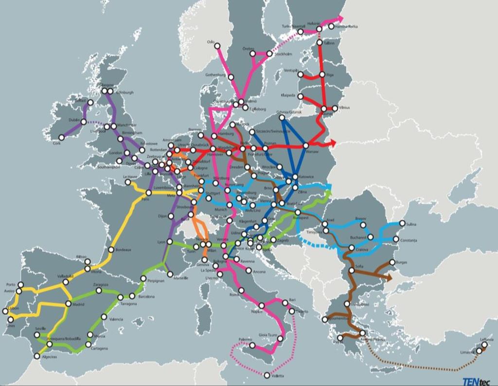 EU:n TEN-T liikennestrategia Euroopan komissio on määritellyt TEN-T- liikenneverkon, joka yhdistää Euroopan Unionin jäsenmaat toisiinsa.