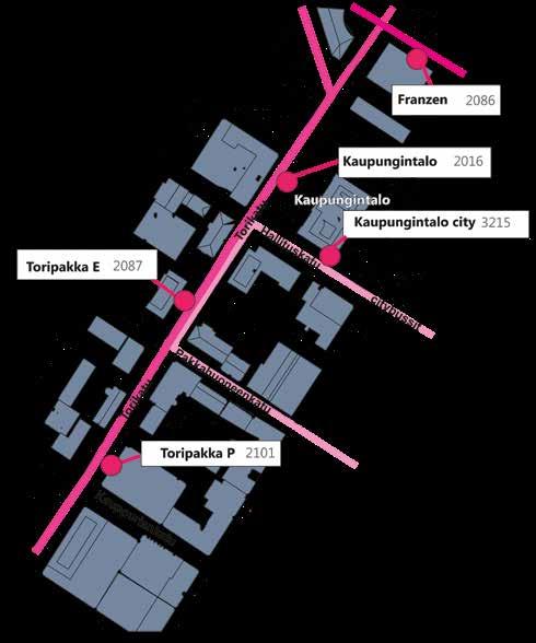 45 Torikadun pysäkit Oulu10 palvelupiste