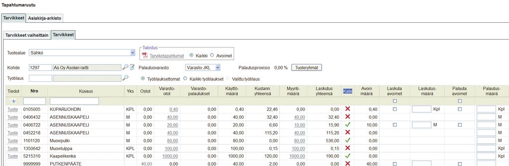 VARASTONHALLINTA KALUSTON HALLINTA Adminetissä varastotoiminnot on pitkälle automatisoitu. Tuotteiden lisääminen laskulle vähentää varastosaldoa ja ostolaskulta hyväksyminen lisää varastosaldoa.