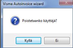 Voit valita tässä ikkunassa useamman käyttäjän pitämällä Shift-näppäintä pohjassa ja valitsemalla hiirellä käyttäjärivit. -painikkeen valinnan jälkeen palaat Yritykset ja käyttäjät näkymään.