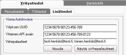 net AutoInvoice -verkkolaskupalvelussa voit määritellä laskujen käsittelyyn liittyviä määrityksiä yrityksenne tarpeiden mukaisesti Asetukset Yrityksen tiedot-näkymässä.