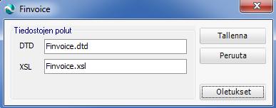 Muodosta kehys dtd ja xls Yleensä käytössä. Lähetettäessä pankille/operaattorille optio on pakollinen.