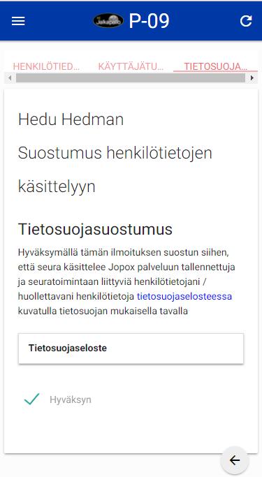 Omat tiedot / käyttäjätunnus