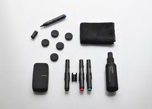 Tarvikkeet kirjoitustauluille Tarvikkeet kirjoitustauluille Aloituspaketti Black Bowl tarvikelaatikko Design Christian Halleröd Sisältää neljä tussikynää magneettisilla kynäpidikkeillä, magneettisen