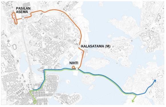Kalasatama - Pasila sekä Keskusta -