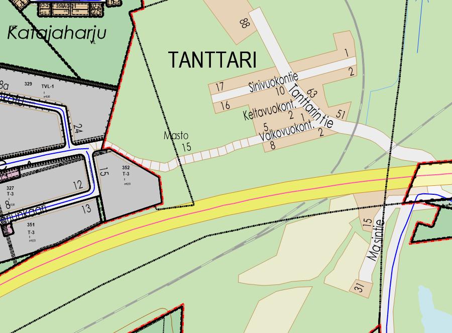 Tanttari-Katajaharju kevyen liikenteen raitti Ei ole Tien pituus 0,415 Alueella on