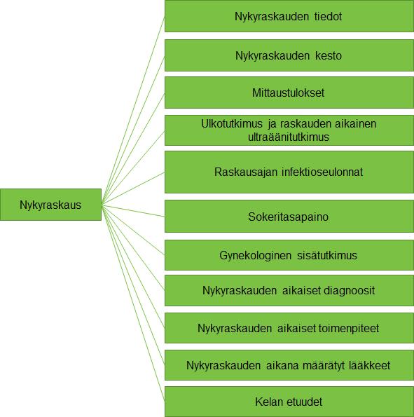 2. Imetyksen käynnistyminen 3. Imetyksen turvamerkit 5. Sairaalan hoitokäytännöt 6. Imetyksen tukeminen Nykyraskaudesta kirjataan lisäksi tietoa raskauden edetessä.