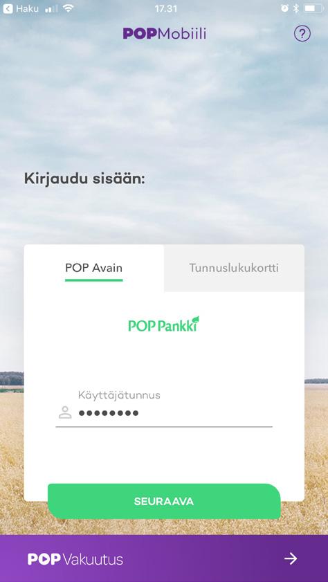 Tunnuslukusovelluksen näytölle tulee pyyntö vahvistaa verkkopankkiin kirjautuminen. Anna tunnuslukusovelluksen PIN-koodi ja paina Vahvista kirjautuminen -painiketta.