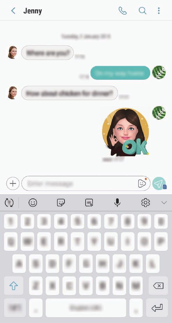 Sovellukset ja ominaisuudet Oma emoji -kuvan sisältävien valokuvien ja videoiden kuvaaminen Voit kuvata valokuvia ja videoita, jotka sisältävät ilmeitäsi jäljittelevän Oma emoji -kuvasi.