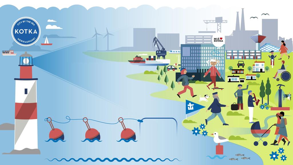 Kotka 2025 kaupunkistrategia VISIO Kotka - väylä uusiin mahdollisuuksiin ARVOT REILUUS RAKKAUS ROHKEUS Kuvitus: Nunnu Halmetoja/ RIIMURAAMI 1.