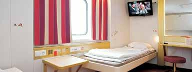 2 underbäddar och 2 överbäddar. Ena underbädden är bäddsoffa. Radio. Även allergianpassade hytter (B4R). Yta: 8,4 m². B2P Inside Piccolo däck 6 Innerhytt. 1 underbädd och 1 överbädd. Radio. Yta: 7,0 m².