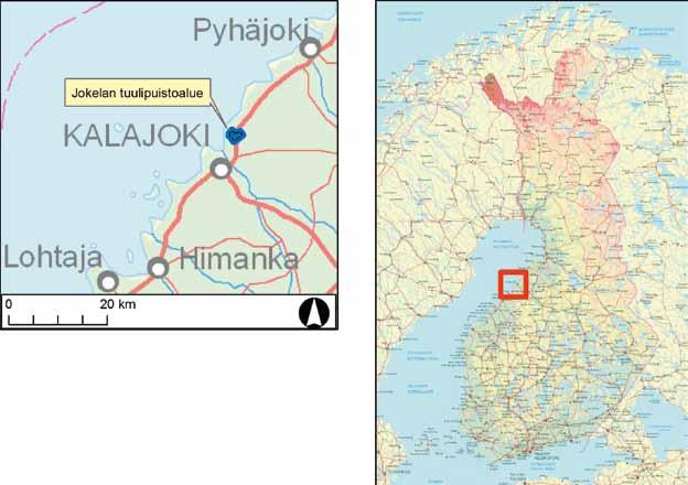 Jokelan tuulipuistoalueen sijainti.