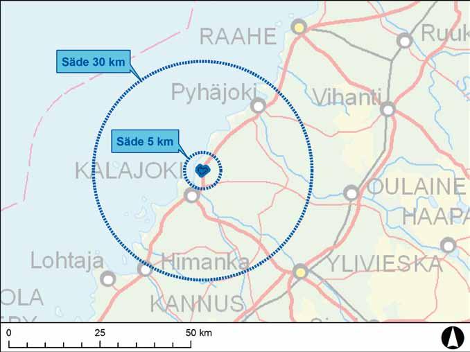 ARVIOITAVAT YMPÄRISTÖVAIKUTUKSET JA ARVIOINTIMENETELMÄT Vaikutusten tarkastelualueet Kuva