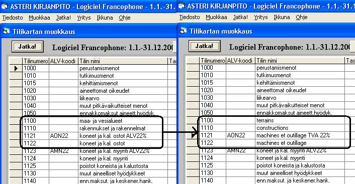 8/19 Asteri Kirjanpito Kieliversion ohje 3.8. Muokkaa tilikartan sanat haluamallesi kielelle 3.9. Jatka perustamista normaaliin tapaan 4.