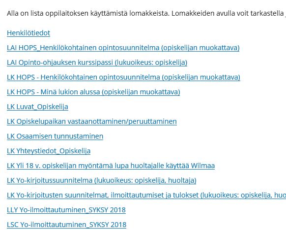 Yo-ilmoittautuminen Wilmassa - ohje opettajalle Opiskelijalle