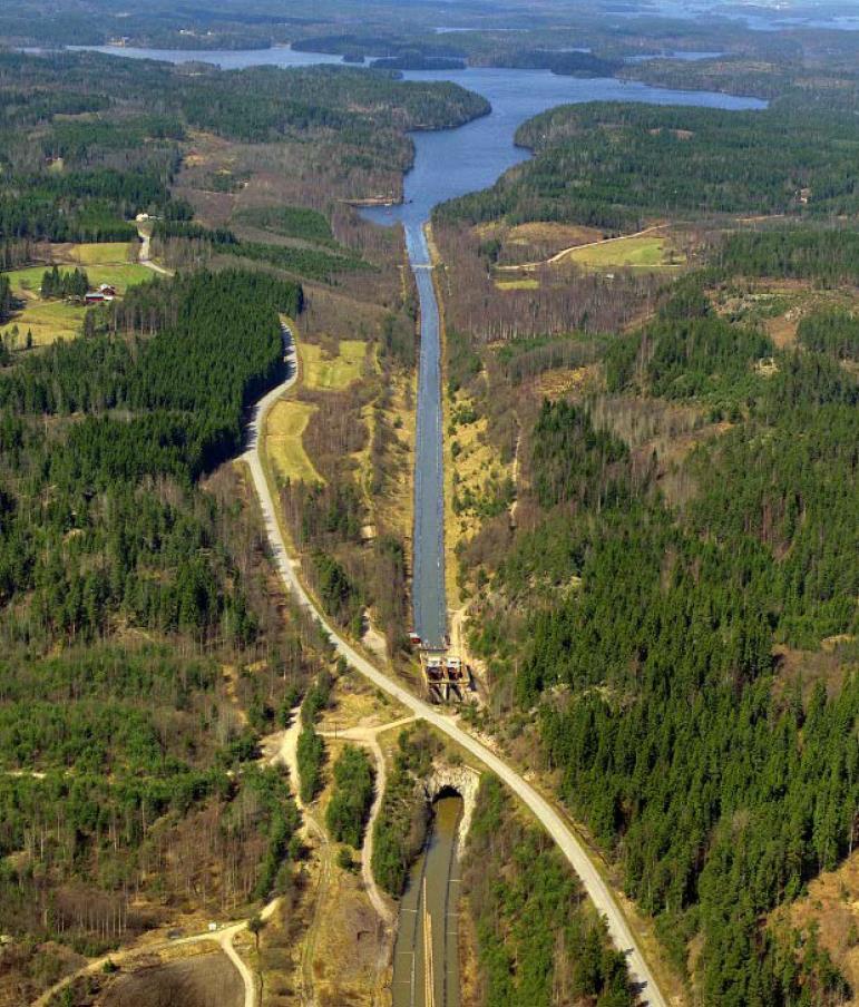 2017) Kimolan uittokanava valmistui vuonna 1966 helpottamaan puutavaran kuljetusta Kymijoen varressa oleville tehtaille.
