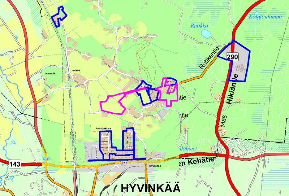 alueet merkitty sinisellä, violetilla värillä