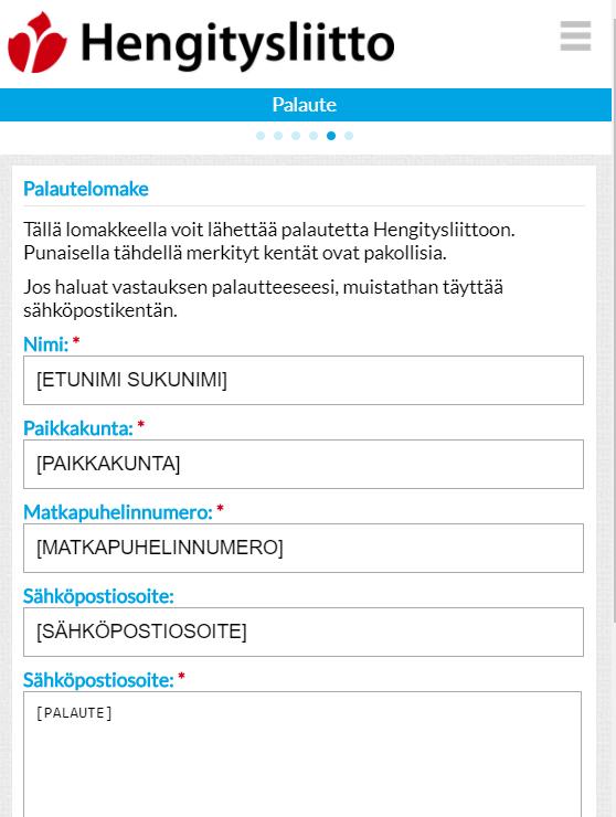 Voit antaa palautetta vaivattomasti Voit helposti lähettää kysymyksiä, toivomuksia ja