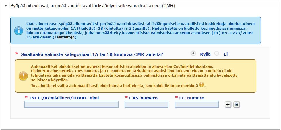 luokiteltu asetuksen (EY) N:o 1272/2008 liitteessä VI olevan 3 osan mukaisesti syöpää aiheuttaviksi, perimää vaurioittaviksi tai