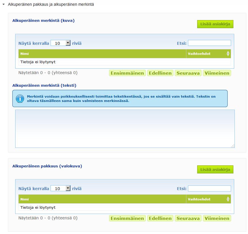 Jos vastaat Ei, järjestelmä kehottaa syöttämään valmisteen ainesosat ja niiden pitoisuuden vaihteluvälit yksitellen pitoisuusjärjestyksessä suurimmasta pienimpään.