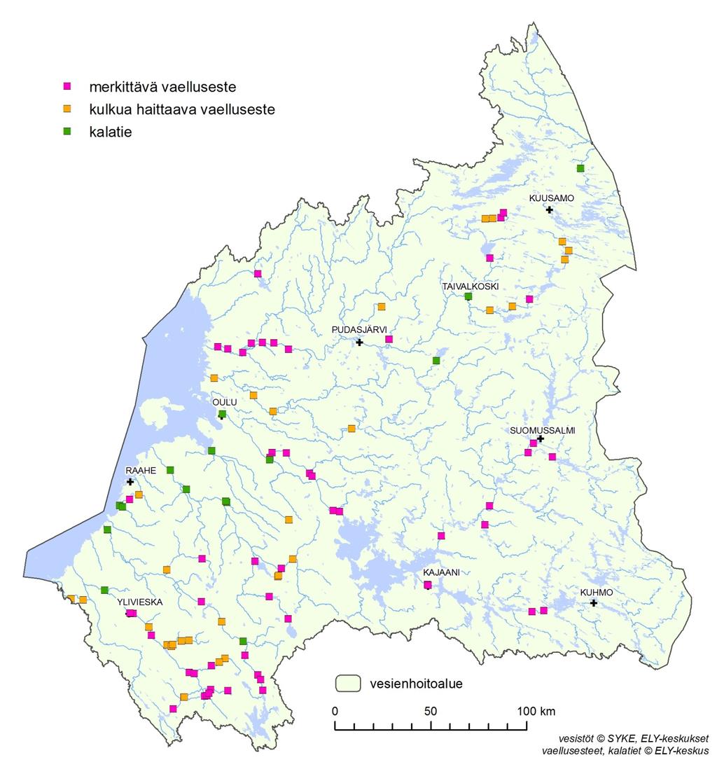 hentää kaloille tärkeiden pohjaeläinten määrää. Vesienhoitoalueella on useita suuria voimataloutta varten säännösteltyjä järviä.