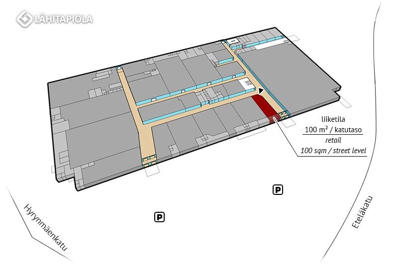 Liiketila 100 m² / 1. krs.