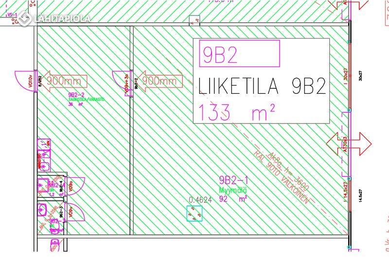 Myymälätilan ohessa on henkilöstön sosiaalitilat ja varastotilaa.