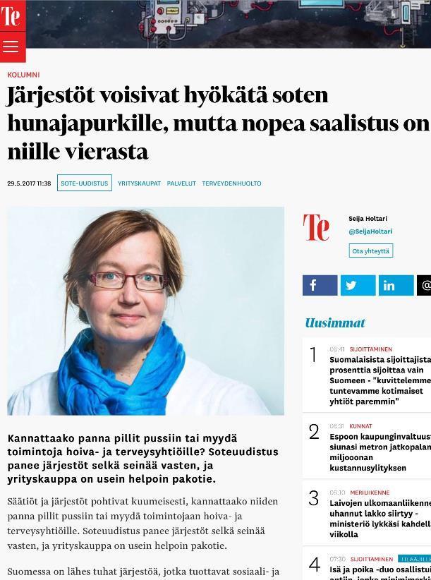 Mikä Sociala Oy voisi olla maakunnalle? - Olemme käyneet jo noin puolessa maakuntia. 1. Yhteistyökumppani Yhteiset hankkeet muutosvaiheessa (2018-19), hakemukset jätetty. 2.