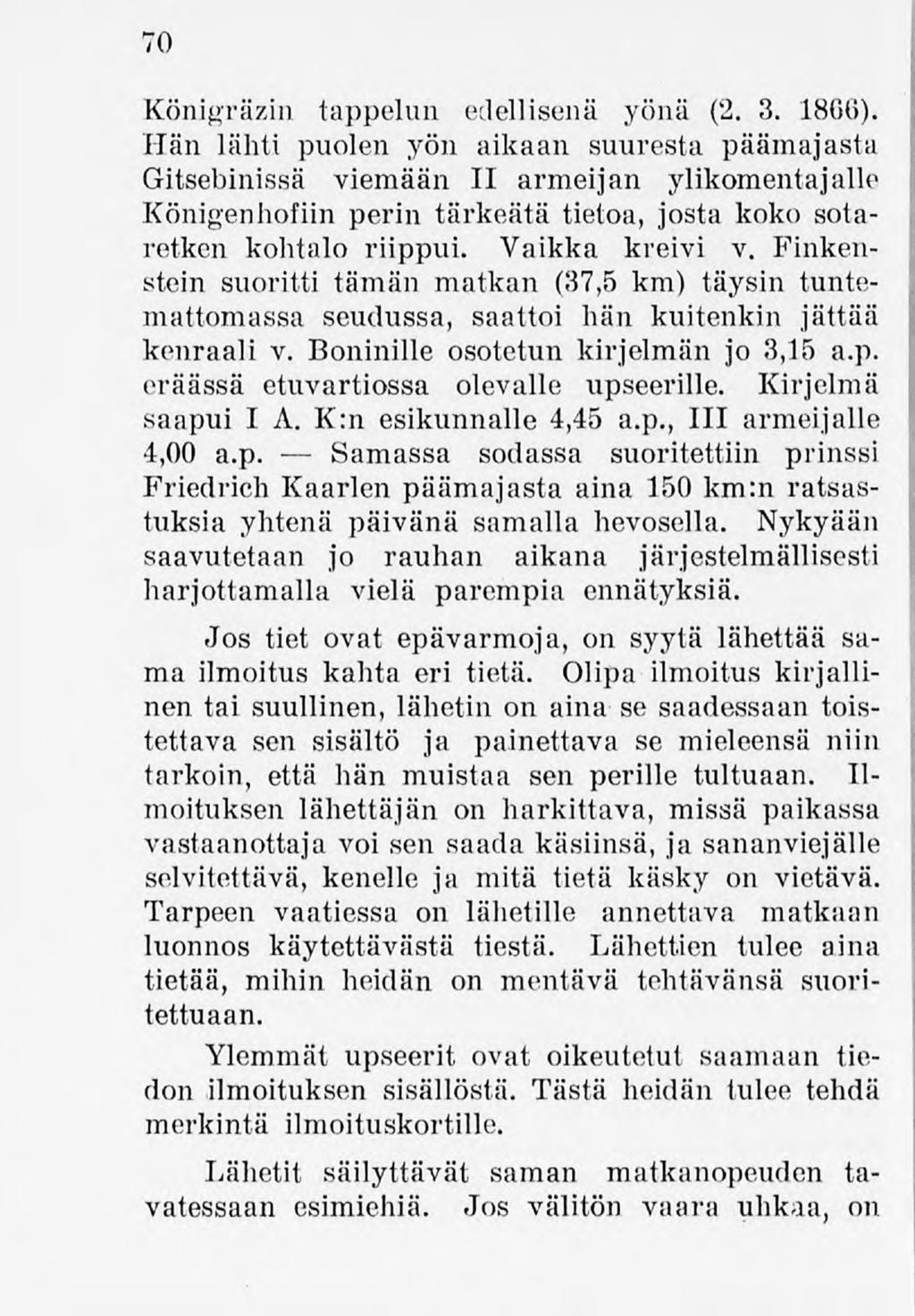 70 Königräzin tappelun edellisenä yönä (2. 3. 1866).