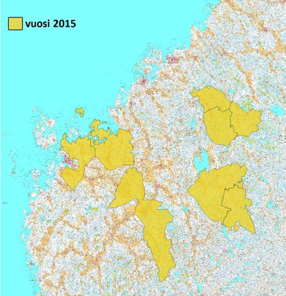 2 Haja-asutuksen jätevedet kiinteistökohtaisen neuvonnan kunnissa Koko Pohjanmaan vesi ja ympäristö ry:n toiminta-alueella ja hankkeen yleisneuvonta-alueella hajaasutusalueen kiinteistöjä arvioidaan