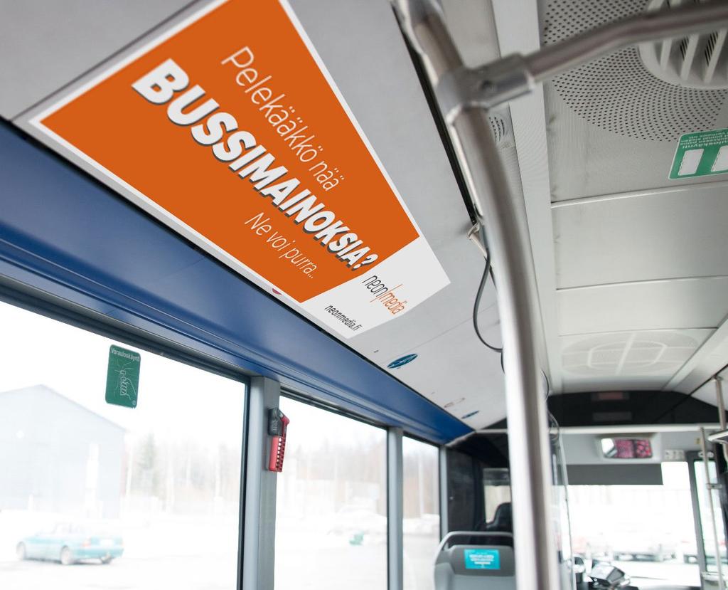 PENKKIMAINOKSET Oulussa on mahdollisuus mainostaa myös bussien istuinten selkänojissa.