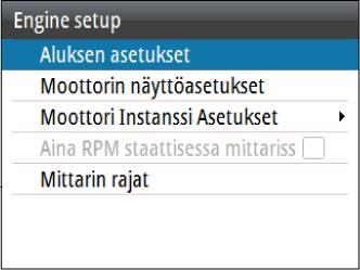 Simuloi Näyttö toimii simuloiduilla tiedoilla. Simulaattorin avulla voit tutustua yksikköön ennen sen käyttöä vesillä. Aktivoitu simulaattoritila ilmaistaan näytössä.