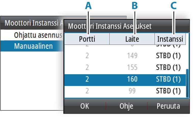 Moottorin instanssiasetukset Ohjattu asetusten määritystoiminto Ohjattu asetusten määritystoiminto opastaa sinua moottorin asetusten määrittämisessä