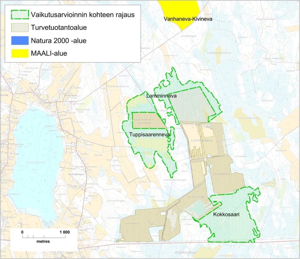 19 Kuva 4-3. Lamminneva, Tuppisaarenneva ja Kokkosaari. Peruskarttarasteri MML 01/2018. 4.3 Peltomaanneva (3977); SOINI Kohdekuvaus: Kohteen pinta-ala on 101 hehtaaria, josta ojittamatonta on noin 35 hehtaaria (Kuva 4-4).