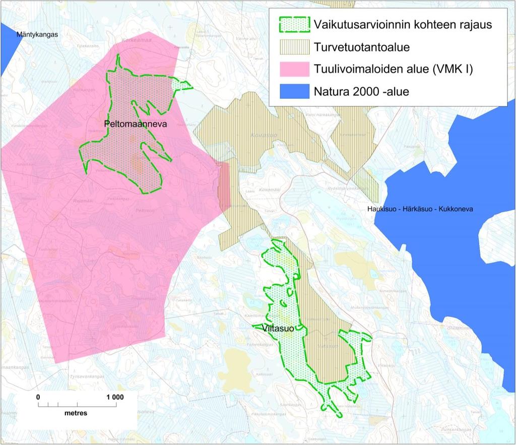 kohteen länsipuolella sijaitseva Kalettomanlampi ympäröivine suoalueineen (yhteensä noin 6 ha).