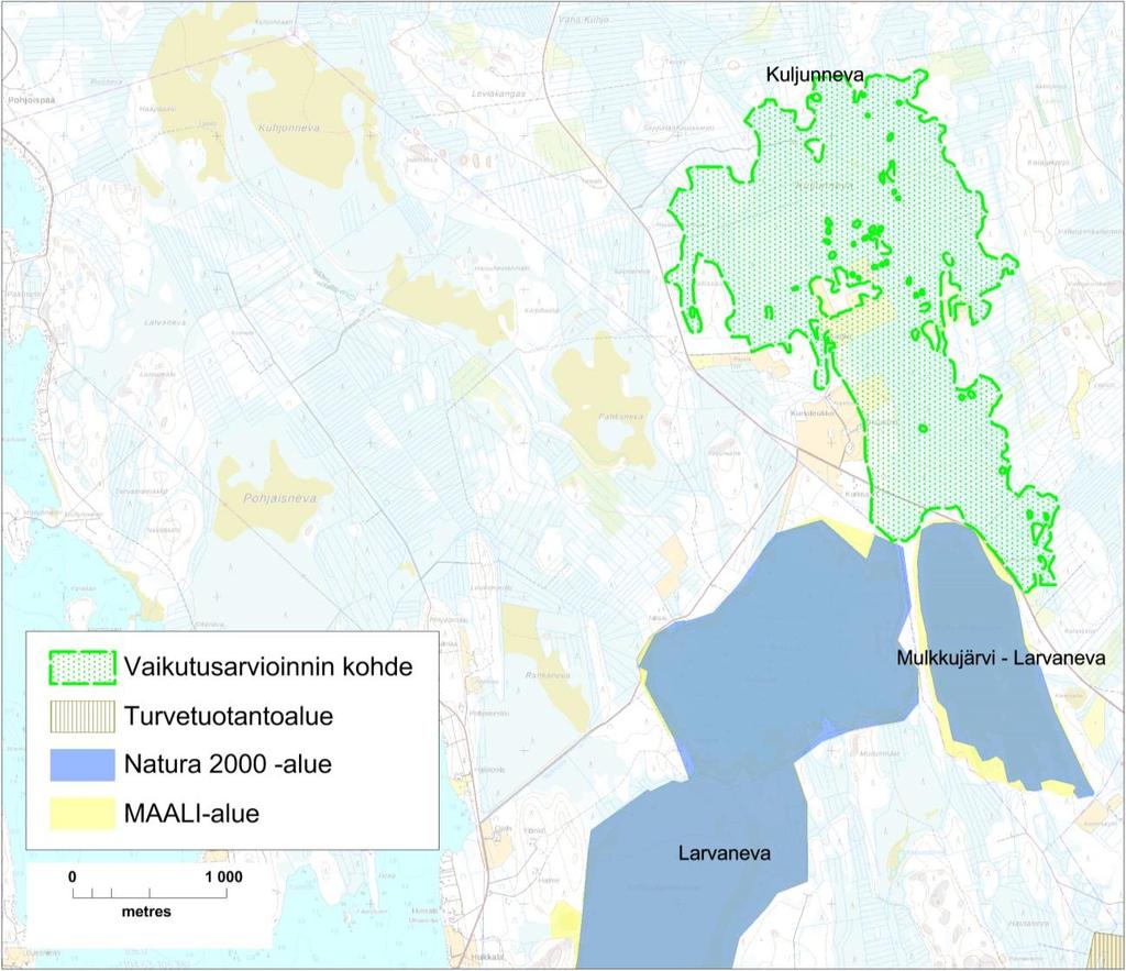 Etäisyyden perusteella melusta ja pölyn kulkeutumisesta ei todennäköisesti aiheudu Pahkanevan linnustolle kuin korkeintaan vähäisiä haittavaikutuksia.