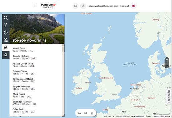 Road Trips -kokoelma reitin lähettäminen laitteeseen TomTom Road Trips -kokoelman avulla voit tutustua maailman mahtavimpiin reitteihin, kuten Amalfin rannikon legendaariseen rantareittiin tai