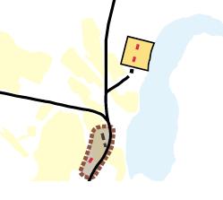 Runtujärven kylärakenne. Nykyinen asutus on esitetty mustalla ja uudet rakennuspaikat punaisella värillä. Kuva 14. Vitikan kylärakenne.