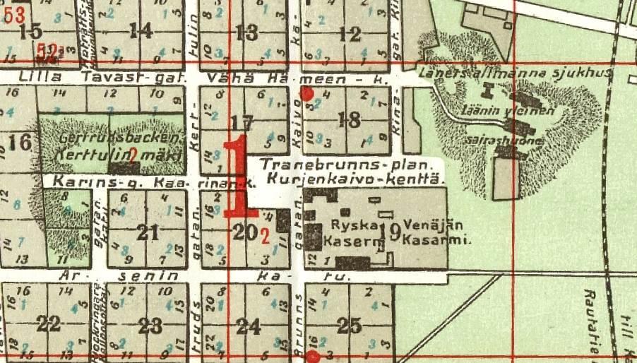 261 Ote vuoden 1914 kartasta 262.