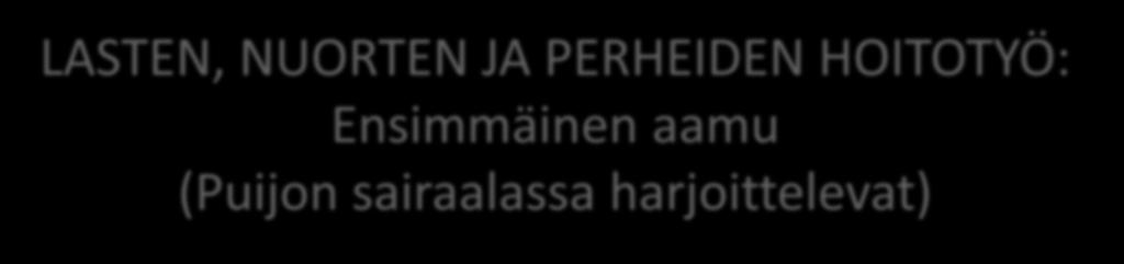 15 LASTEN, NUORTEN JA PERHEIDEN HOITOTYÖ: Ensimmäinen aamu (Puijon sairaalassa harjoittelevat) A. Haen kulkukortin Puijon sairaalan Infopalveluista 1 ja pukukaapin avaimen 2 B.