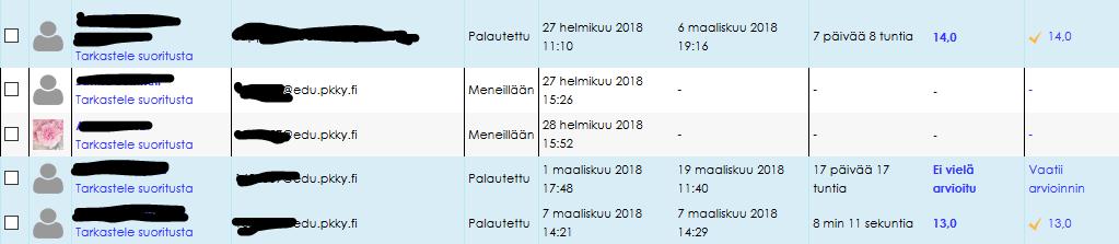 Yhden opiskelijan tehtävään > Jos haluat nähdä yhden