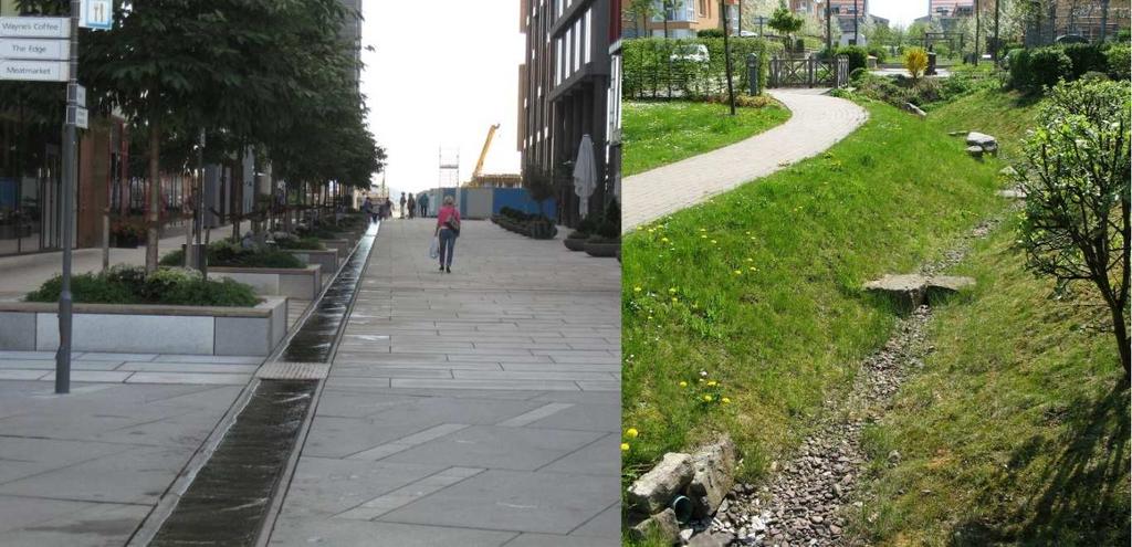 Hulevesien johtamisen periaatteeksi ehdotetaan, että pintaratkaisuja käytetään erityisesti pintavalunnan osalta hulevesien keräämiseen pienikokoisten hulevesiviemäreiden sijasta, ja vasta