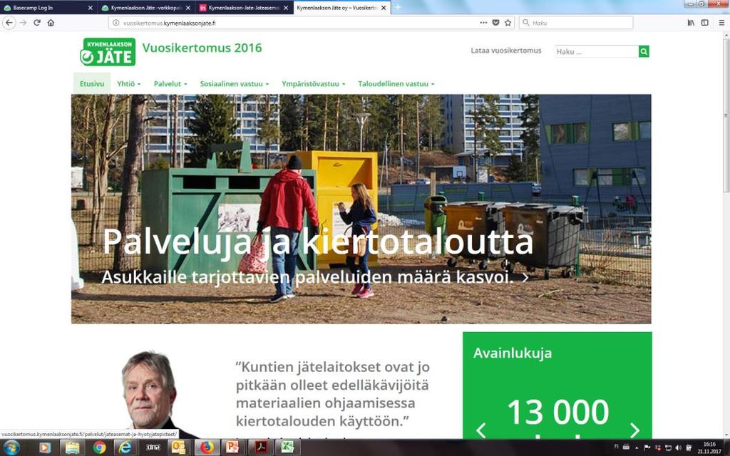 Kymenlaakson Jäte ostaa palveluja yrityksiltä yli 9 M :lla vuodessa Jätehuollon